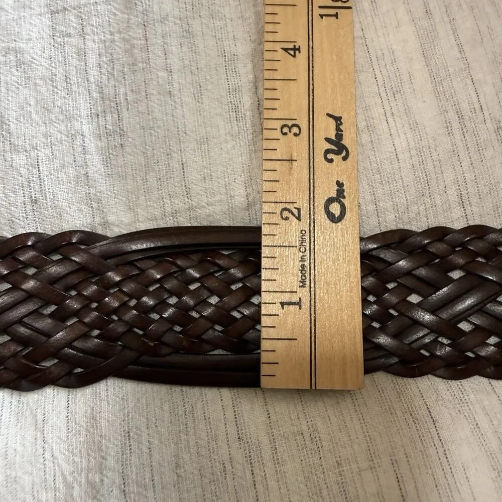 Coldwater Creek Women's Belt Size Small Braided Brown Bonded Leather Belt‎